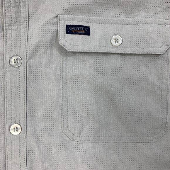 Smiths Work Wear Shirt Mens L Large Grey Button Up Short Sleeve Chest Pockets - Picture 5 of 10